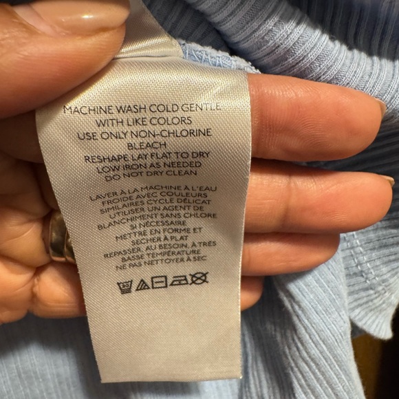 Anthropologie Pilcro Evanna Ribbed light blue long sleeve top size Large - Picture 10 of 10